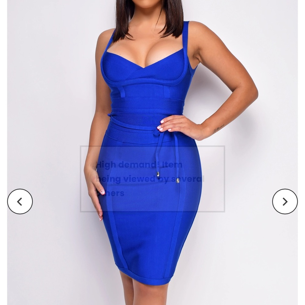 Size small Bandage Bodycon Blue midi dress - Picture 7 of 8